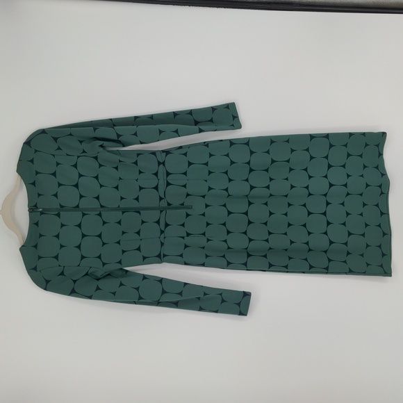 Boden Women's Midi Dress Size 4 Long Geometric Printed Blue Green Ponte - Picture 10 of 13